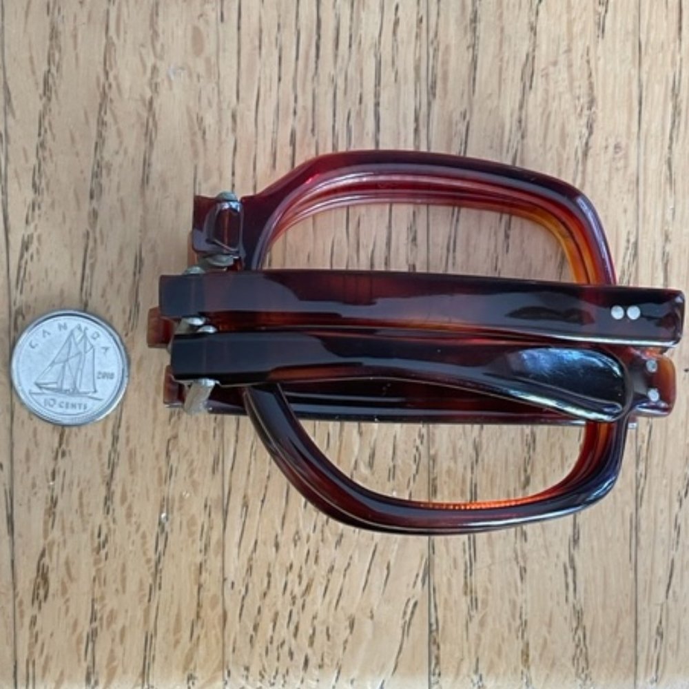 RARE Mid-Century FOLDING SPECTACLES FauxTortoiseshell Frame, Excellent Condition